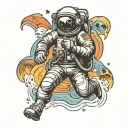 astronaut underwater tattoo design idea