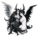 devil and angel tattoo design idea