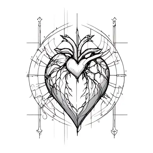cyber sigil heart tattoo design idea