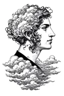 Maure head and clouds tattoo design idea