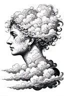 Maure head and clouds tattoo design idea
