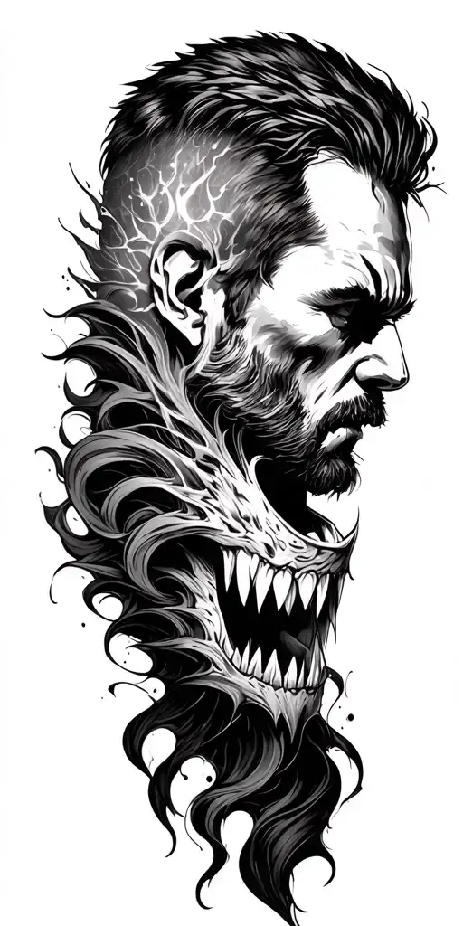 duality of man tattoo design idea