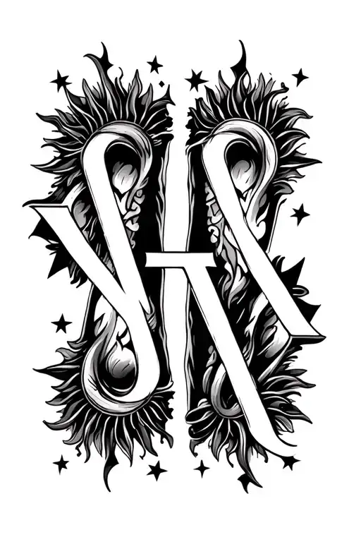 "II XX" wrist tattoo for couples, one is symbolizing with sun, the other with stars. 2 different tattoos, tattoo design idea