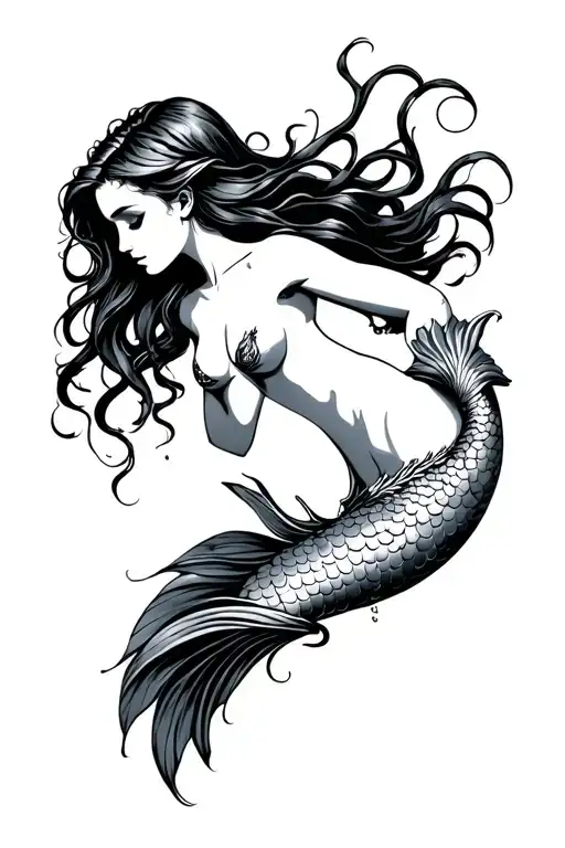 I need you to create my tattoo to me, I want a mermaid that will start from my biceps and go down to my hand tattoo design idea