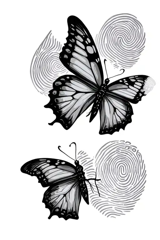 butterfly with fingerprint tattoo design idea