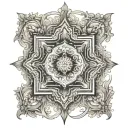 An intricate mandala design incorporating elements of fire and water, symbolizing balance and harmony in your life as a firefighter and fitness enthusiast tattoo design idea