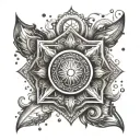 An intricate mandala design incorporating elements of fire and water, symbolizing balance and harmony in your life as a firefighter and fitness enthusiast tattoo design idea