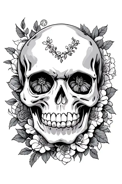 candy skull surrounded tattoo design idea