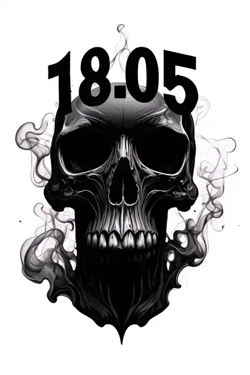 "18.05" Skull in smoke forming the shape tattoo design idea