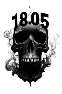 "18.05" Skull in smoke forming the shape tattoo design idea