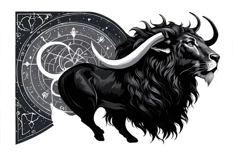 clean, masculine astrology Leo,Cancer ,Taurus and Sagittarius  tattoo design idea