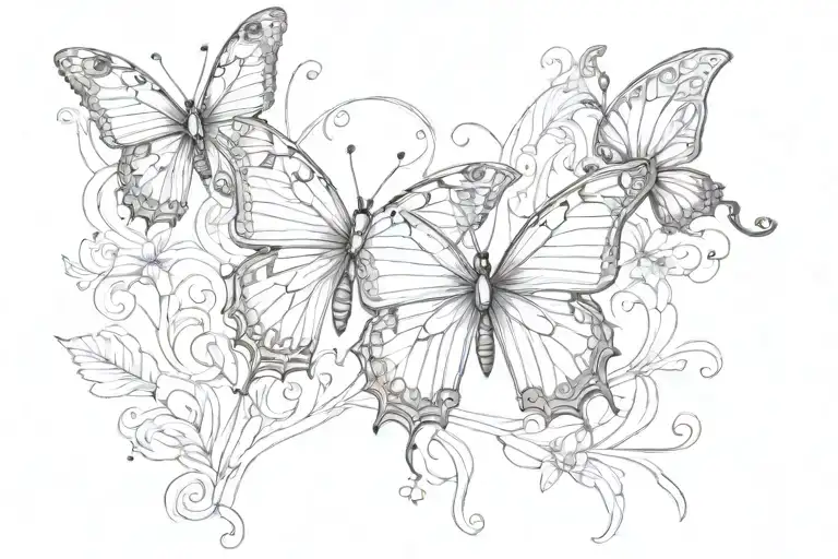 butterflies on the ribs tattoo design idea
