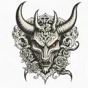 heart with devil horns emerging tattoo design idea