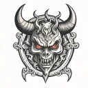 heart with devil horns emerging tattoo design idea
