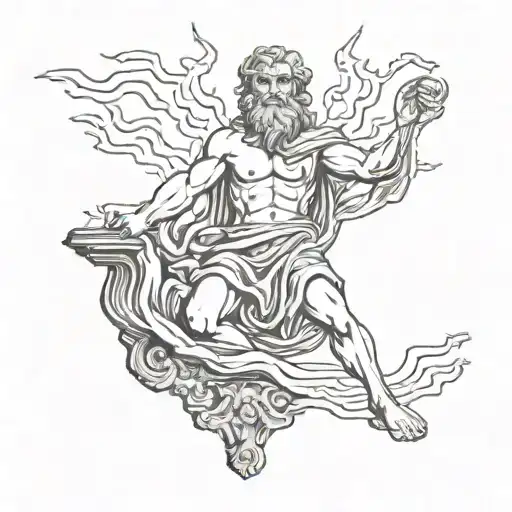 Zeus holding a lightning tattoo design idea
