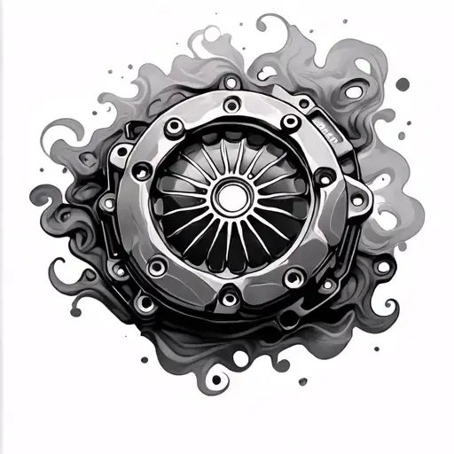 motorbike clutch cover with smoke tattoo design idea