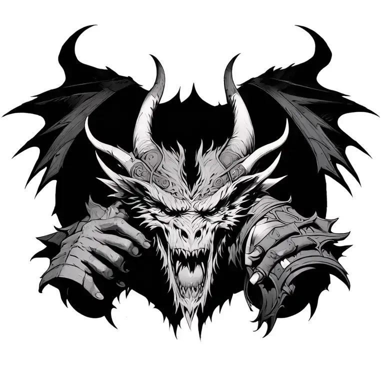 demons and warriors  tattoo design idea