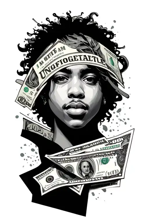 I am Unforgettable, young hustler money maker tattoo design idea