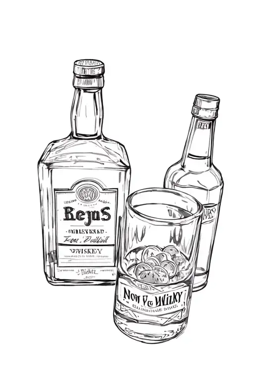 bottles of whiskey tattoo design idea