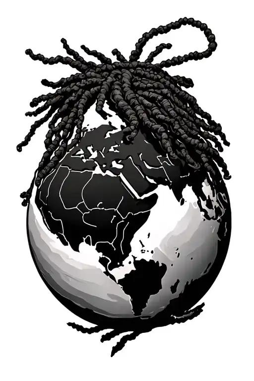 Black Atlas with locs holding up the world tattoo design idea