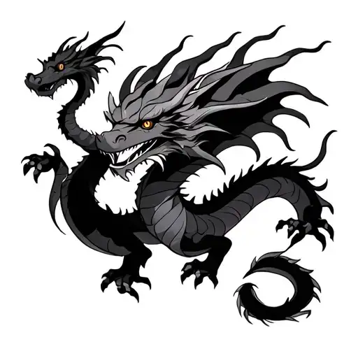 black solid dragon inner for arm with feet curling to wrist and head close to elbow tattoo design idea