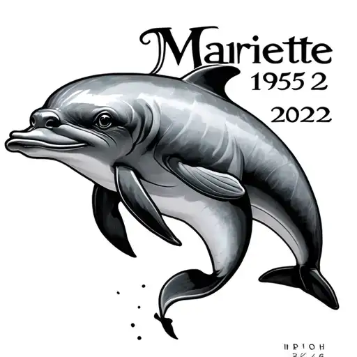"Mariette 1952-2022" dolphin leaping tattoo design idea