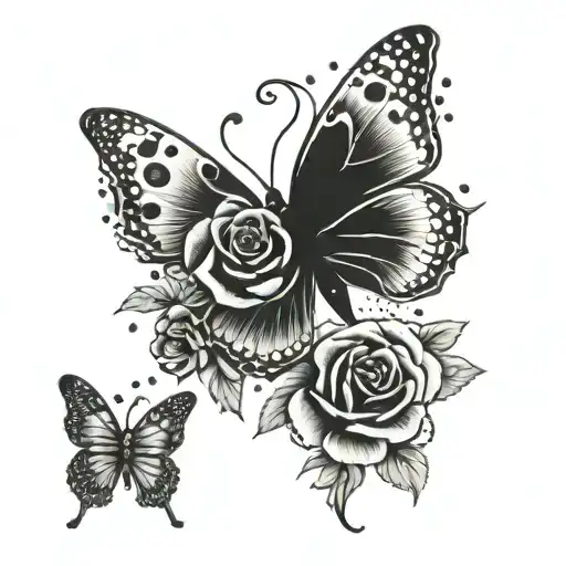 roses, butterfly, cancer zodiac sign, phrase "Let Them" tattoo design idea