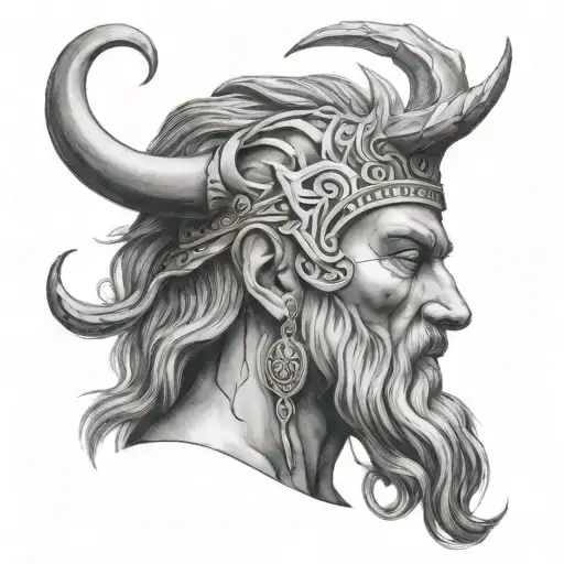 Northern Mythology Head Side tattoo design idea
