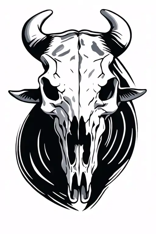 side view of a bull skull tattoo design idea