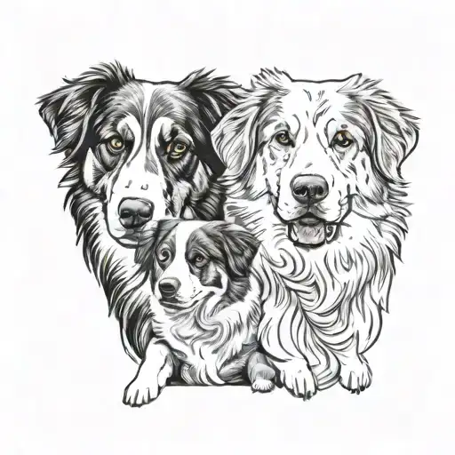great pyrenees and 2 australian shepherds tattoo design idea