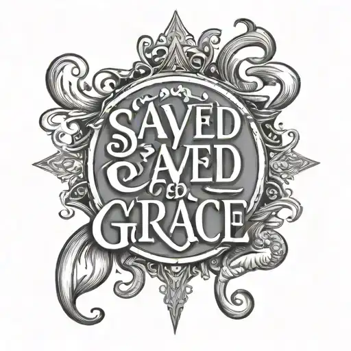 Saved By Grace In Hebrew letters tattoo design idea