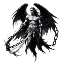 ange Warrior light knowledge alchemy broken chain tattoo design idea