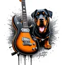 Rottweiler, harley davidson, electric guitar tattoo design idea
