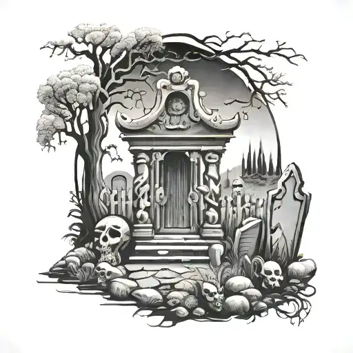 Graveyard tattoo design idea