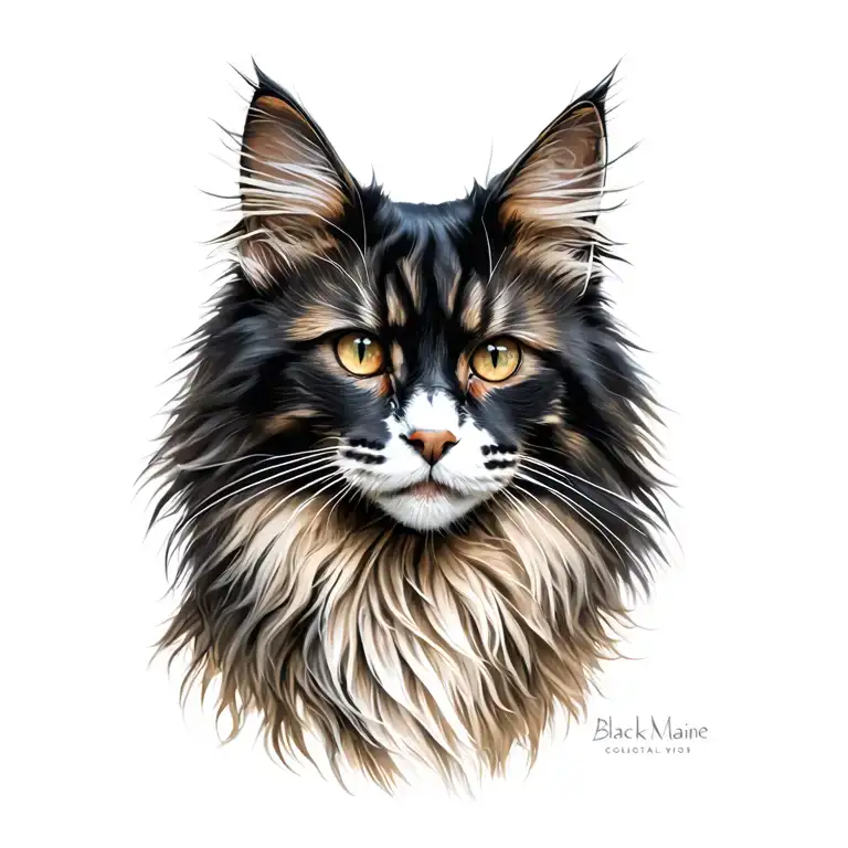 Black Maine Coon tattoo design idea
