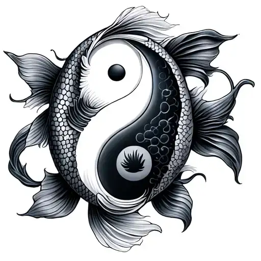 Chest yin yang koi fish tattoo design idea