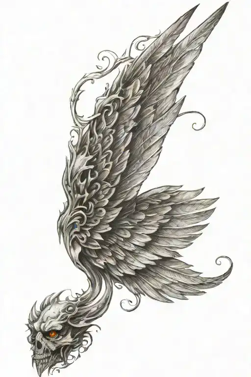 half Angel wing half demon wing tattoo design idea