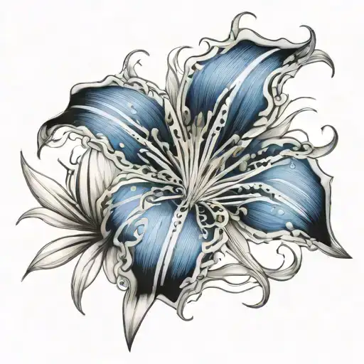 Blue Spider Lily tattoo design idea