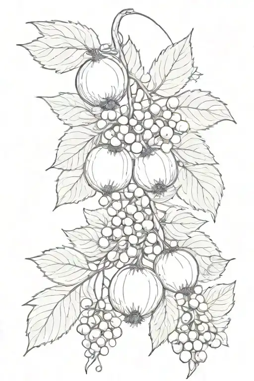 Lilac and Gooseberries next to each other in a bundle tattoo design idea