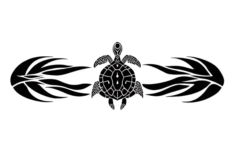 polynesian band tattoo with turtle swimming tattoo design idea