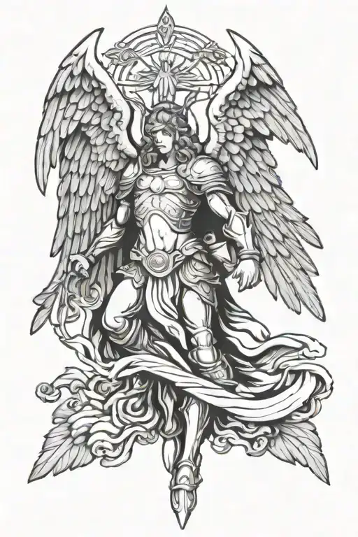 archangel saint michael angel wings tattoo design idea