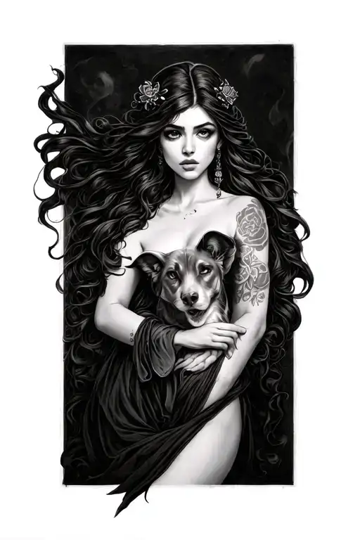 Tyche holding tattoo design idea