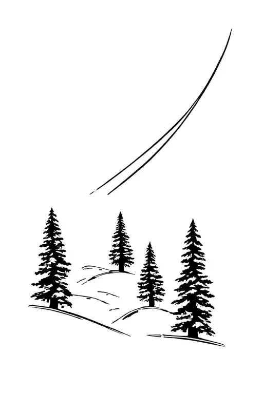 evergreen trees with four ski lines coming out tattoo design idea
