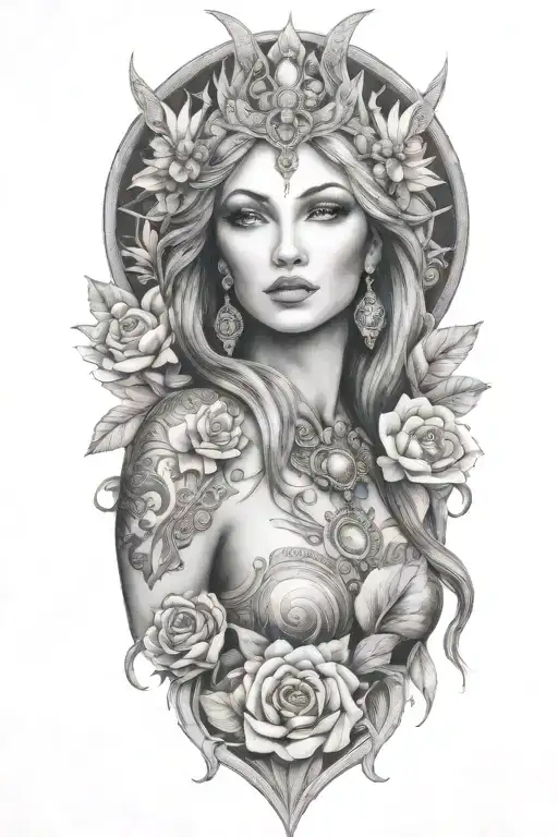 fortuna goddess sexy fit tattoo design idea