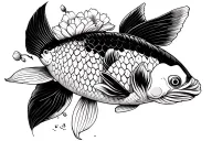 koi fish flowers tattoo design idea