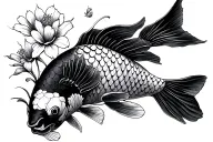 koi fish flowers tattoo design idea