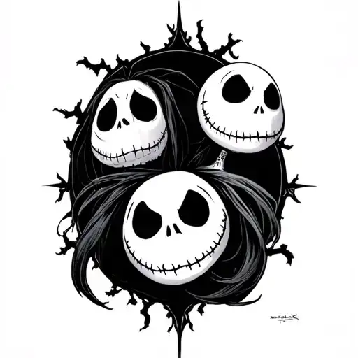 nightmare before Christmas characters tattoo design idea