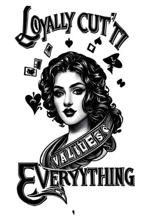 "Loyalty cut values everything " Casino Games tattoo design idea