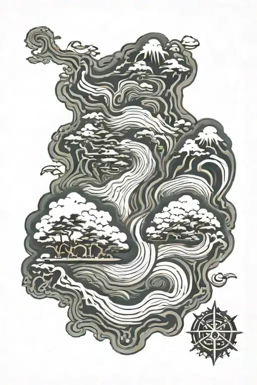 Island Top Down Topographical Map Tattoo tattoo design idea