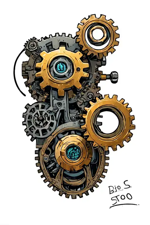 bio mechanics cogs tattoo design idea